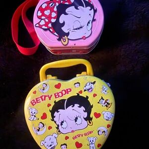 Betty Boop Yellow Heart and Pink Round Tin purses
